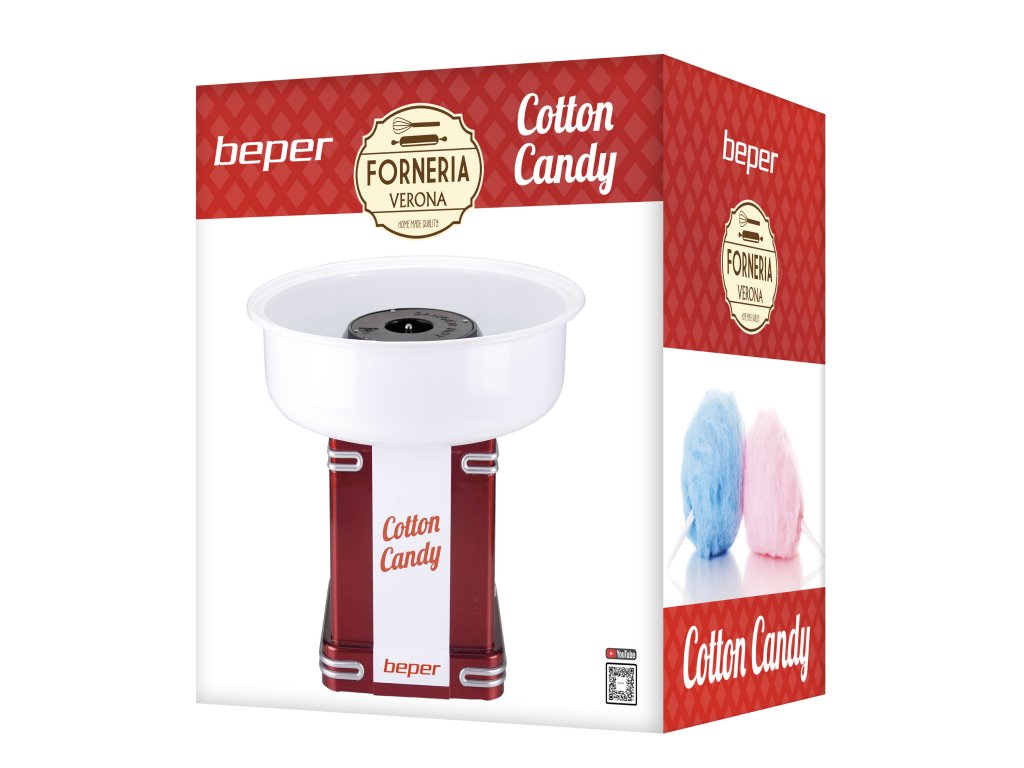 Beper Cotton Candy Máquina para Hacer algodón de azucar 90.396 800 W Blanco y Rojo 
