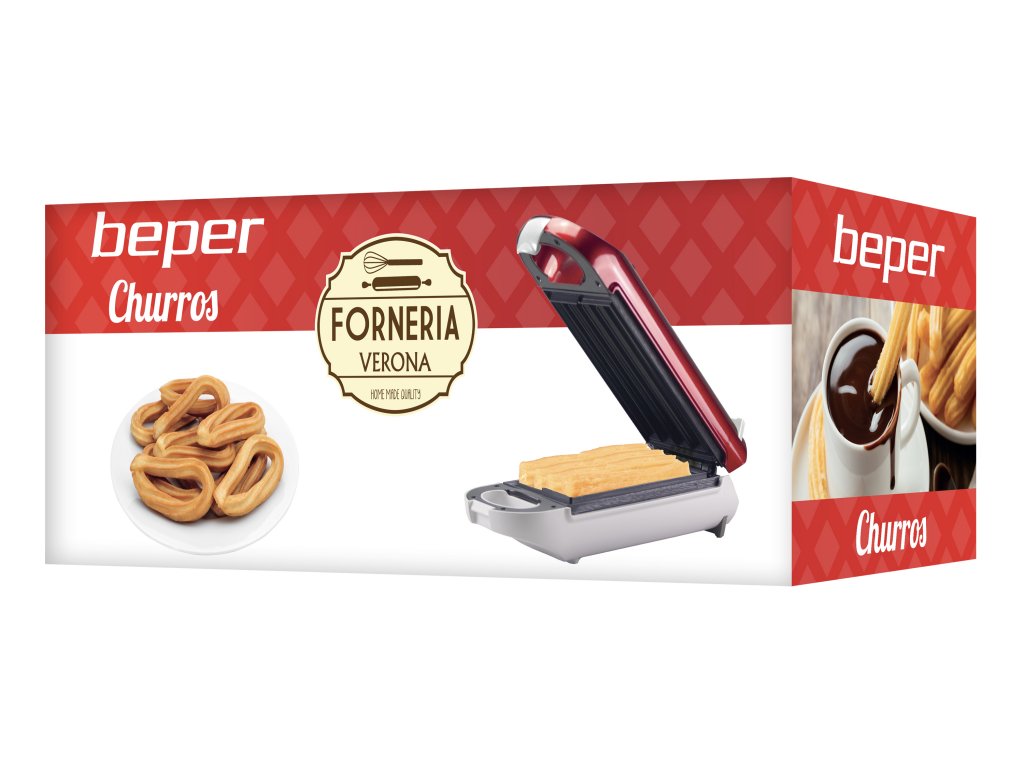 Aluminum Rosso/Bianco 800 W BEPER BT.600Y Macchina per Churros 