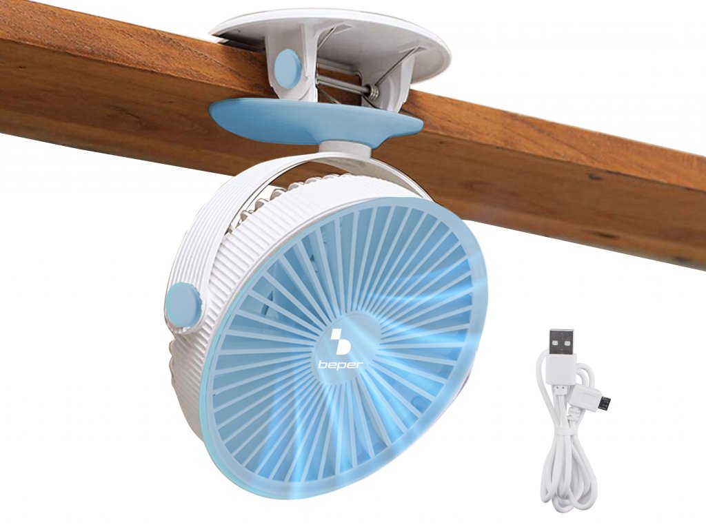 Mini ventilateur autonome rechargeable Bleu