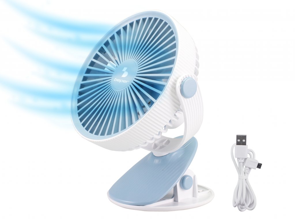 Mini ventilateur autonome rechargeable Bleu