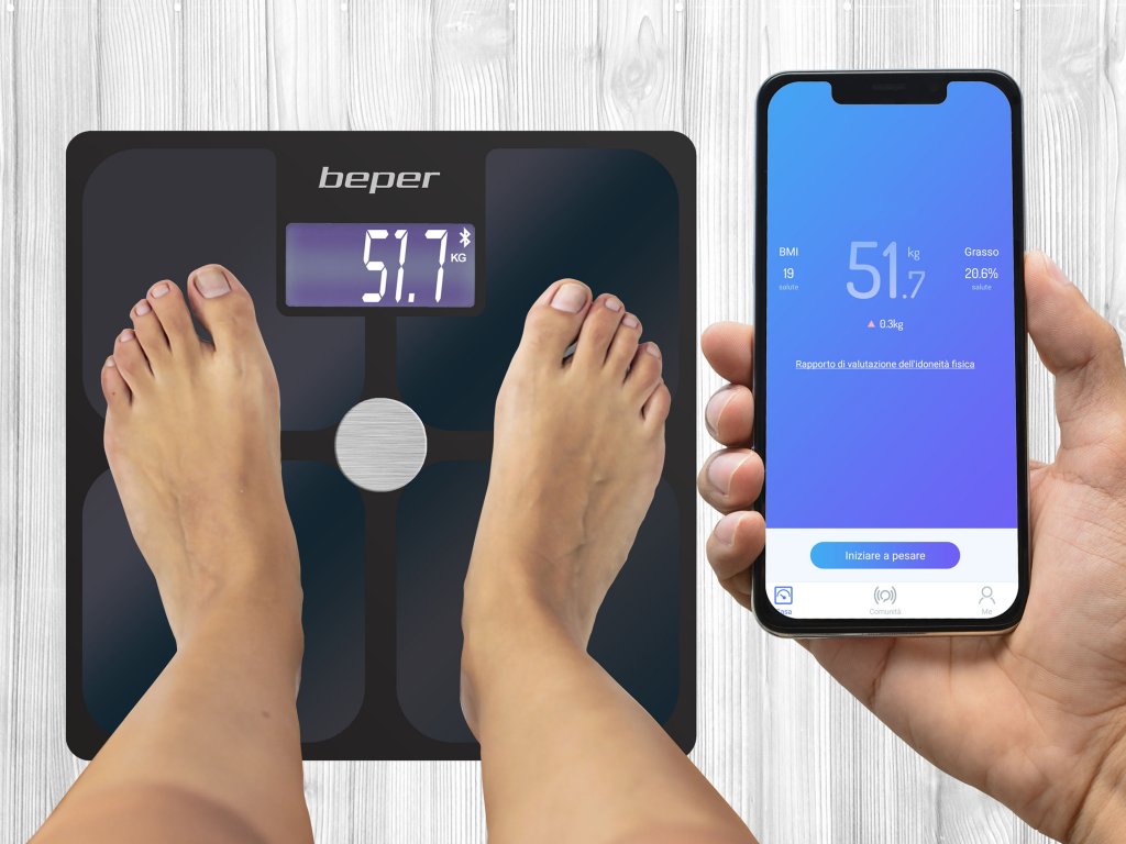Bilancia pesapersone Impedenziometrica con App